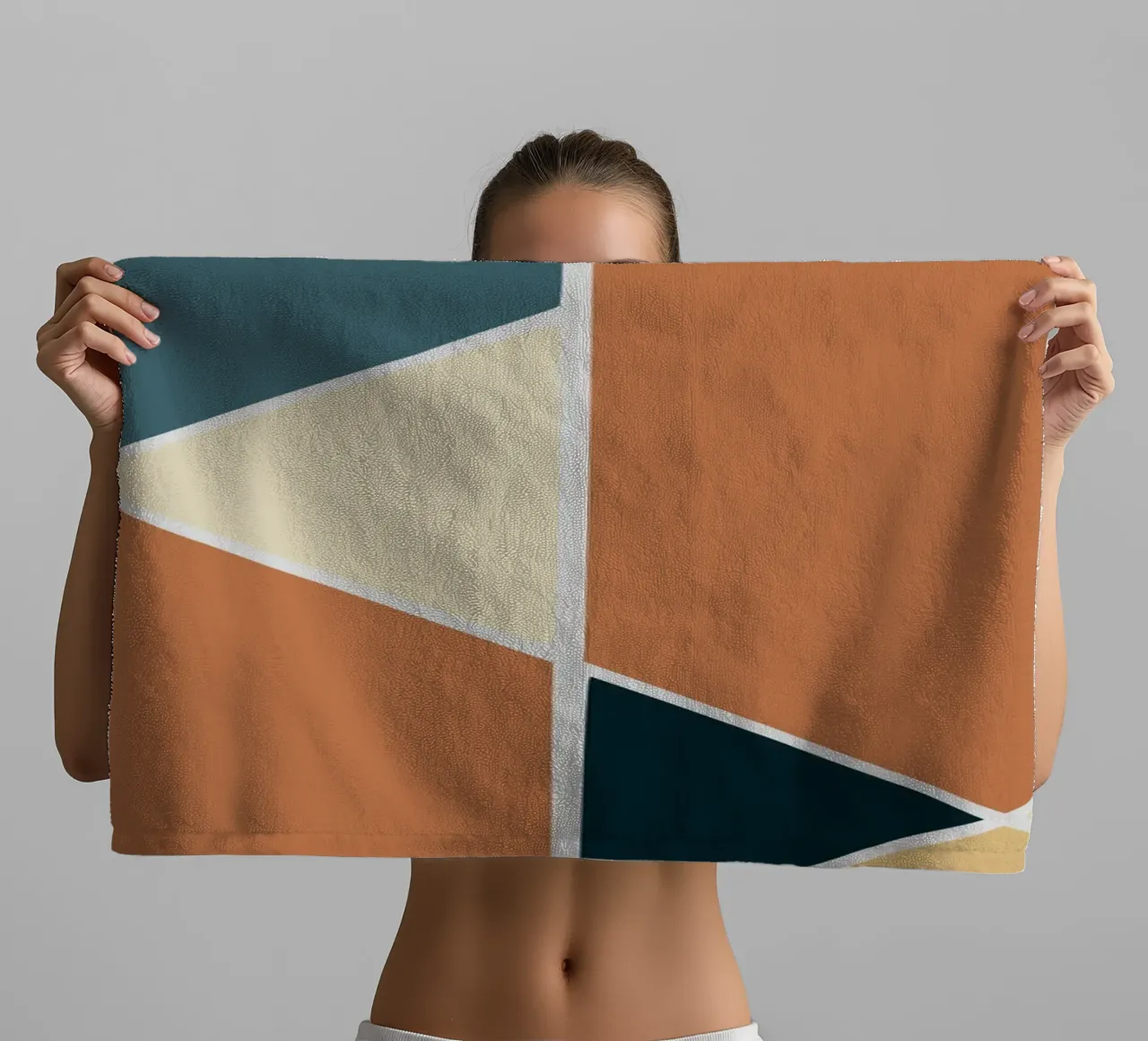 Geometric tile pattern towel by Little Dean