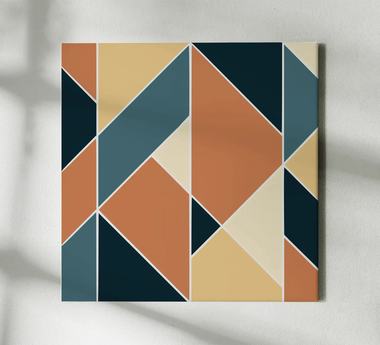 Geometric tile pattern canvas by Little Dean