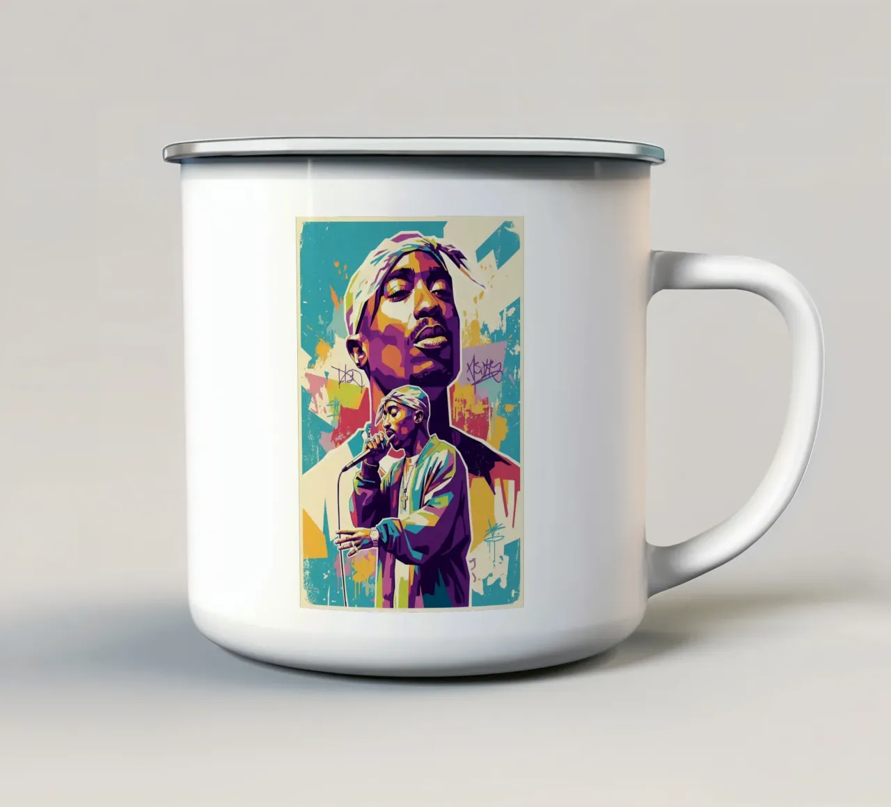Tupac Shakur in memoria di Tupac Shakur tazza in smalto da Hantamrata