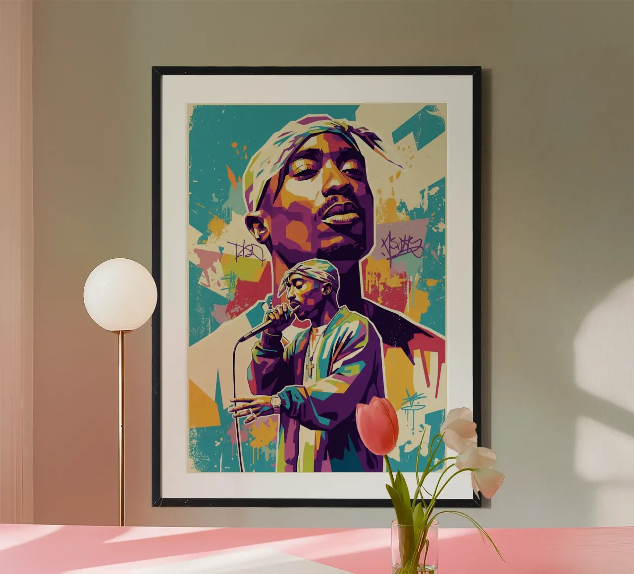 Tupac Shakur en mémoire d'amour poster avec cadre en bois de Hantamrata