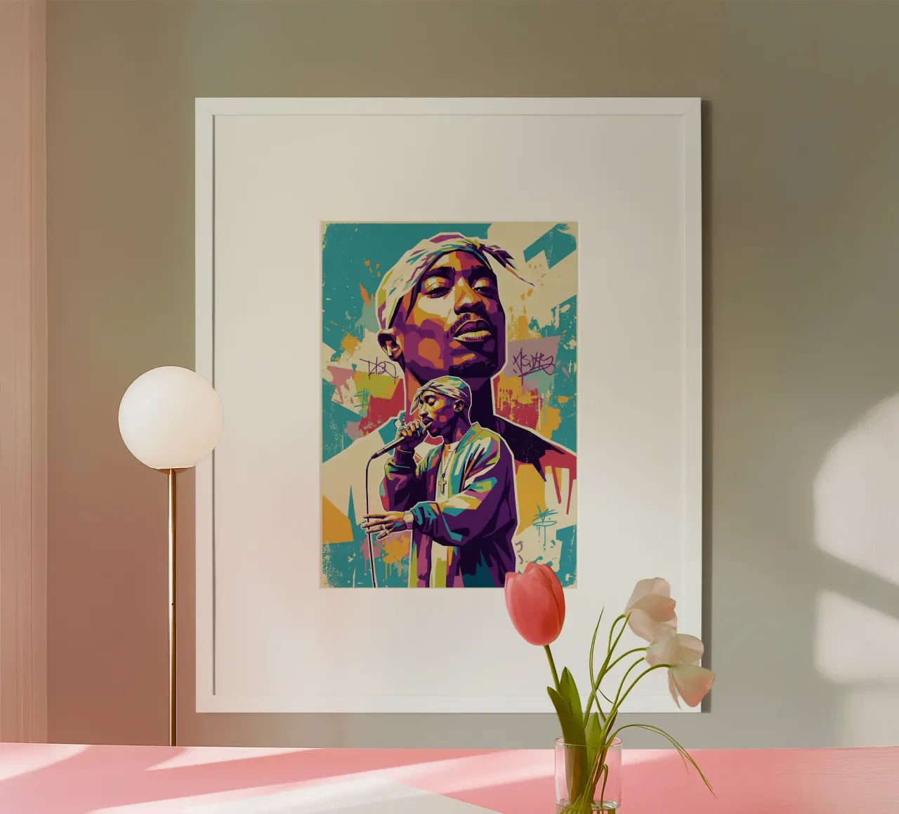 Tupac Shakur en mémoire d'amour poster avec cadre en bois de Hantamrata