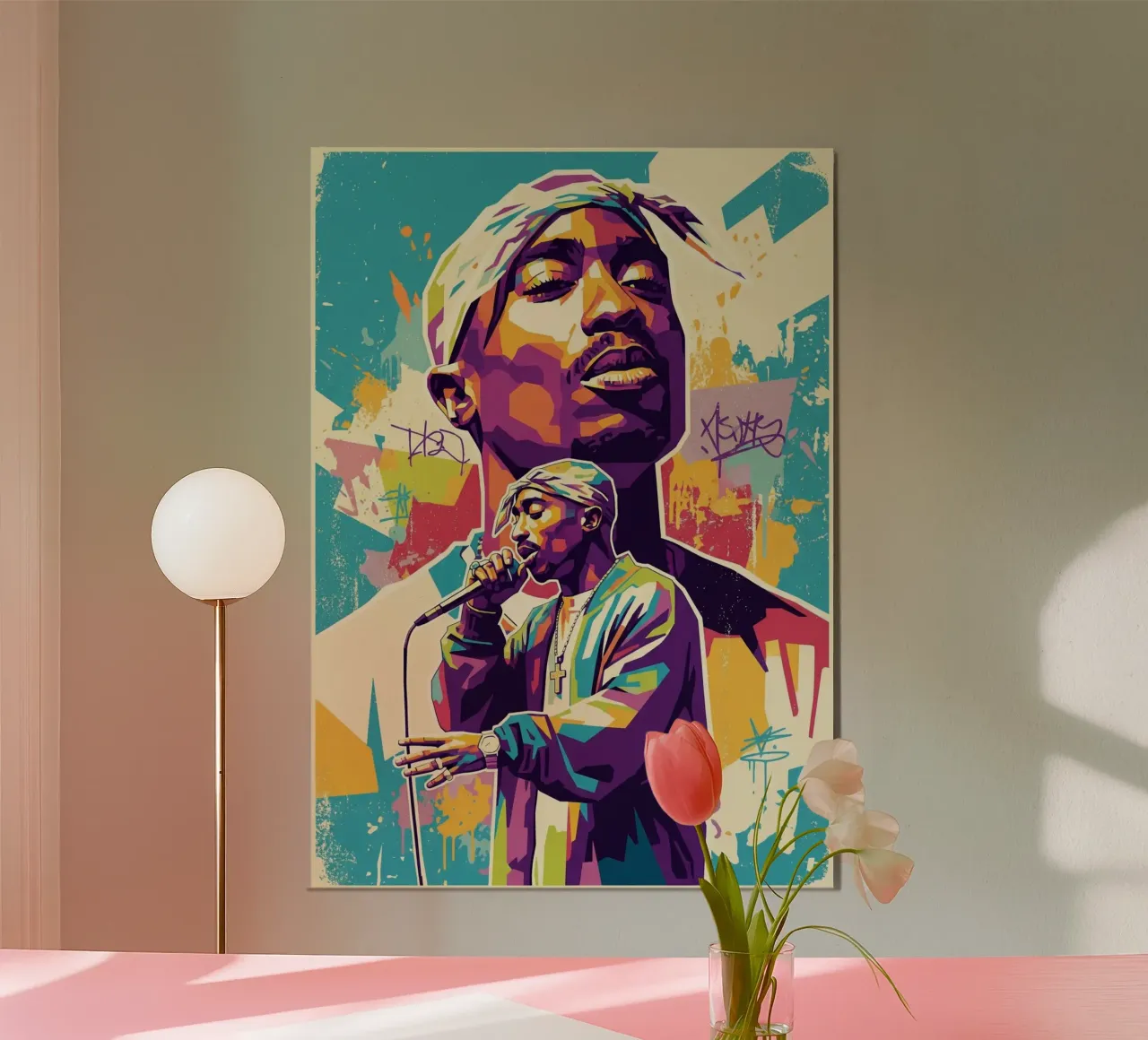 Tupac Shakur in liebevoller Erinnerung Poster mit Kunststoffrahmen von Hantamrata