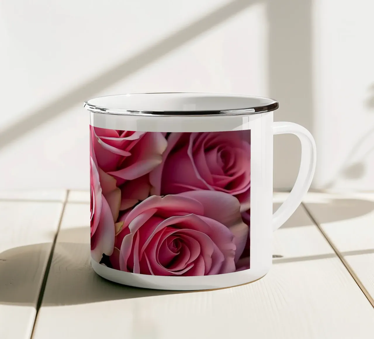Rosa_rosa tazza in smalto da Farb- und Blütenzauber by LK
