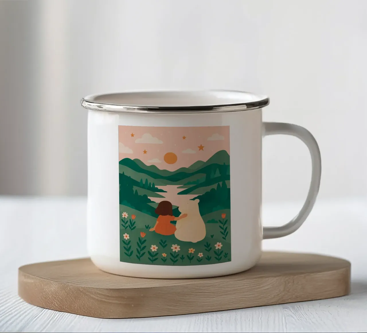 La bambina e l'orso tazza in smalto da kokoprint