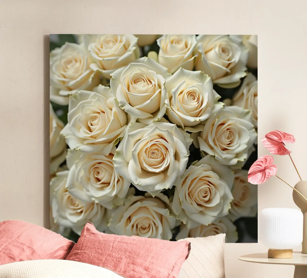 Rose_bianco tela con Cornice a cassetta da Farb- und Blütenzauber by LK