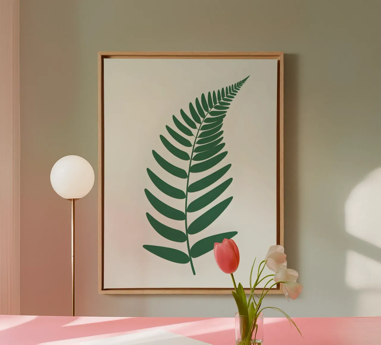 Fern Frond canvas with Floater frame by The Green Room