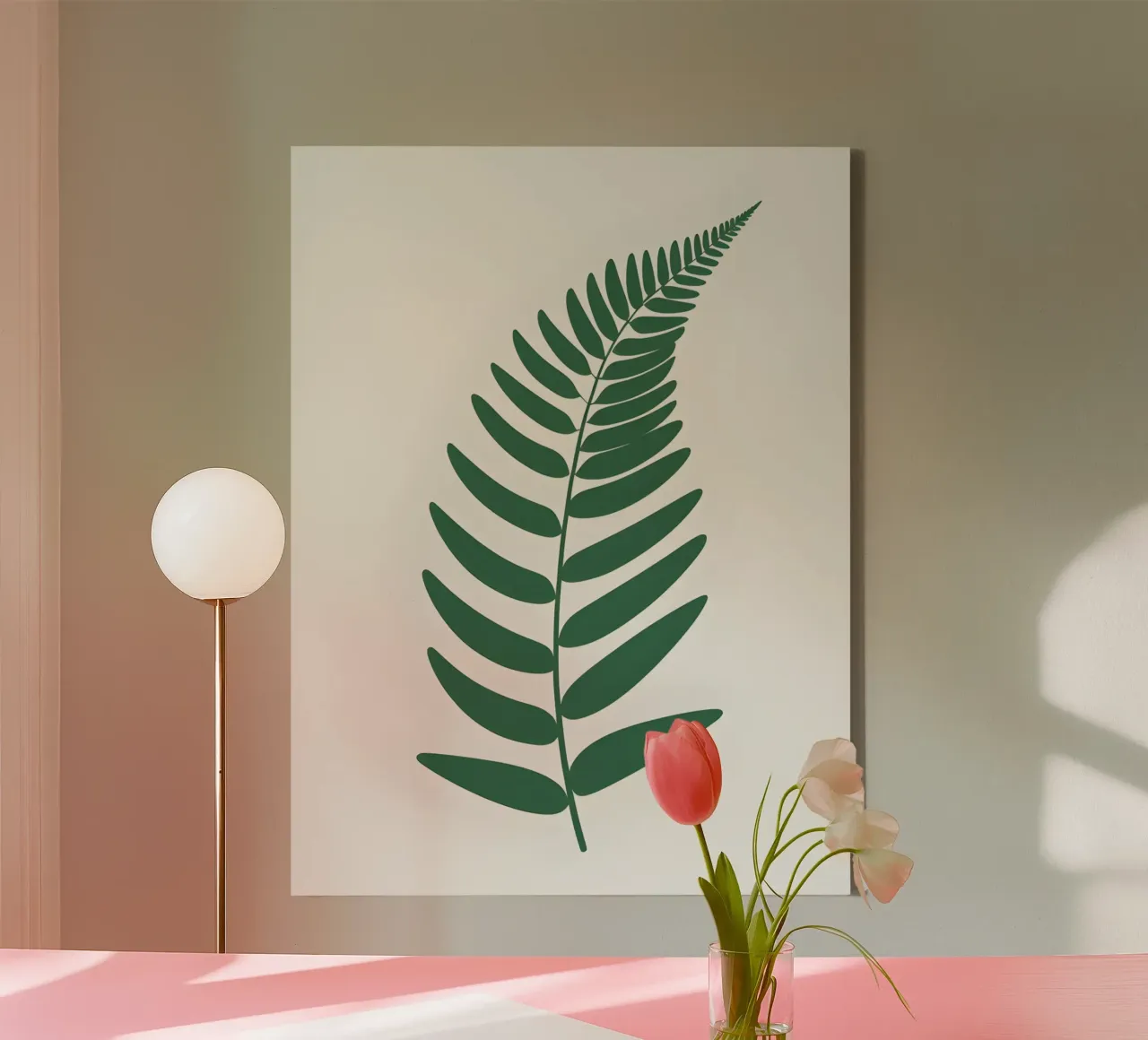 Fern Frond canvas with Floater frame by The Green Room