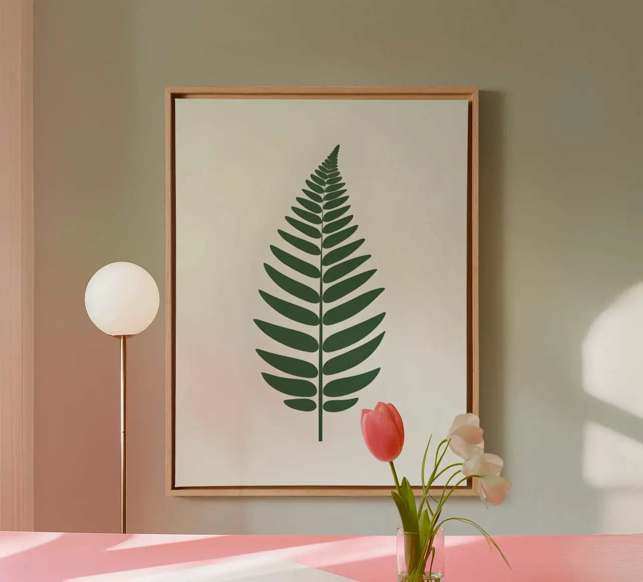 Fern Frond canvas with Floater frame by The Green Room