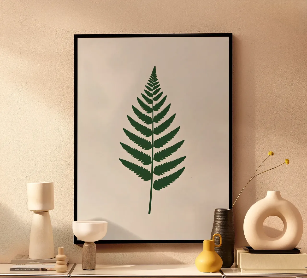 Fronda di felce poster con telaio in legno da The Green Room