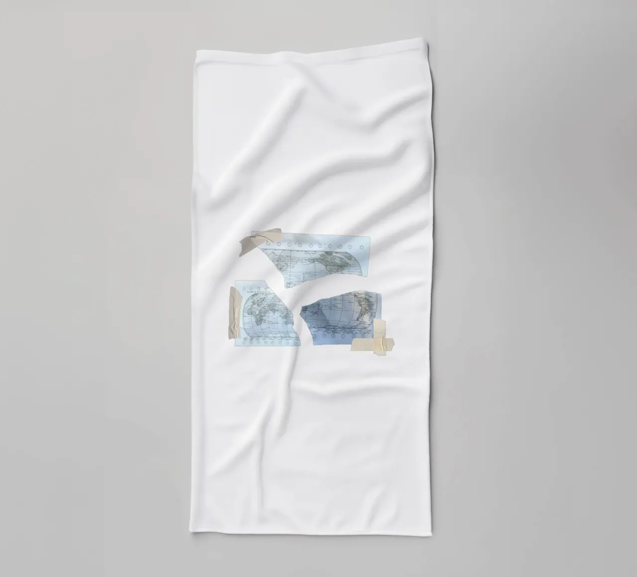 torn world map and scotch tape towel by morphinaeblue