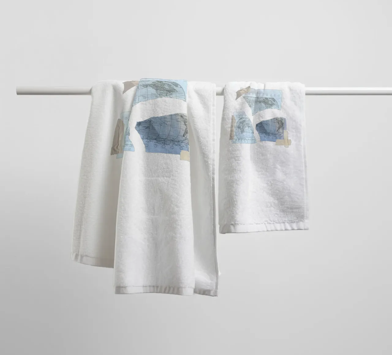 torn world map and scotch tape towel by morphinaeblue
