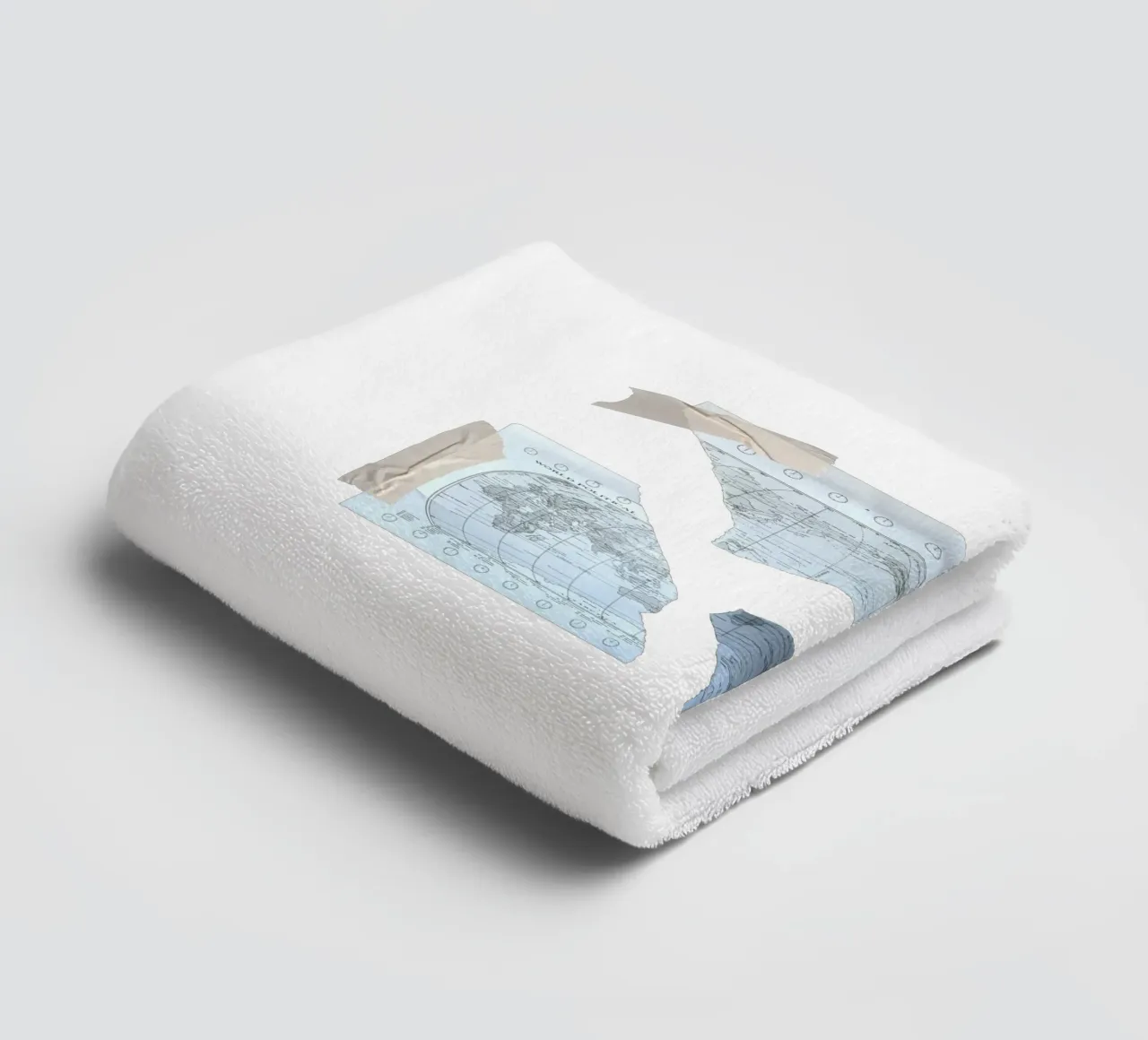 torn world map and scotch tape towel by morphinaeblue