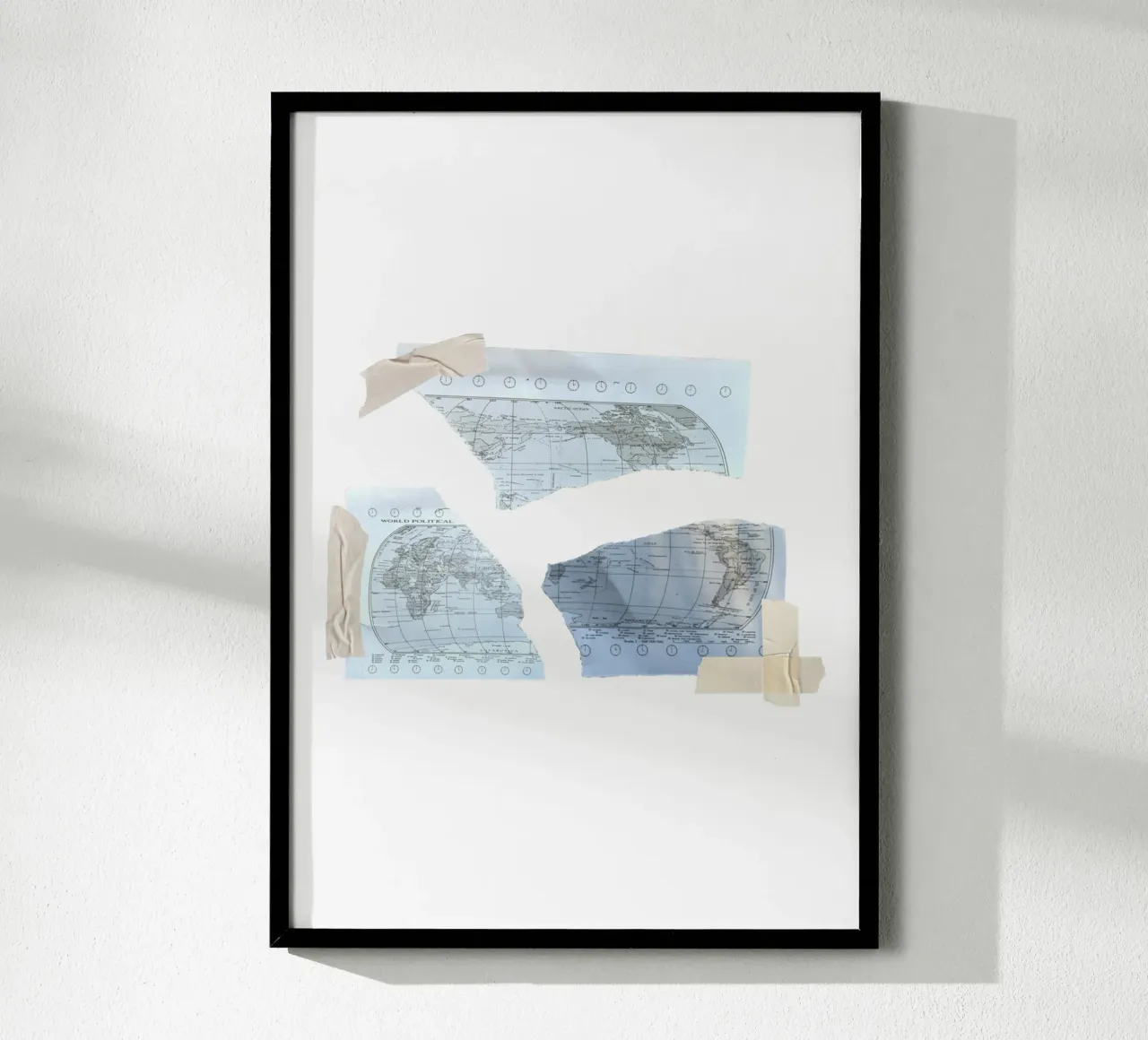 torn world map and scotch tape hahnemühle by morphinaeblue