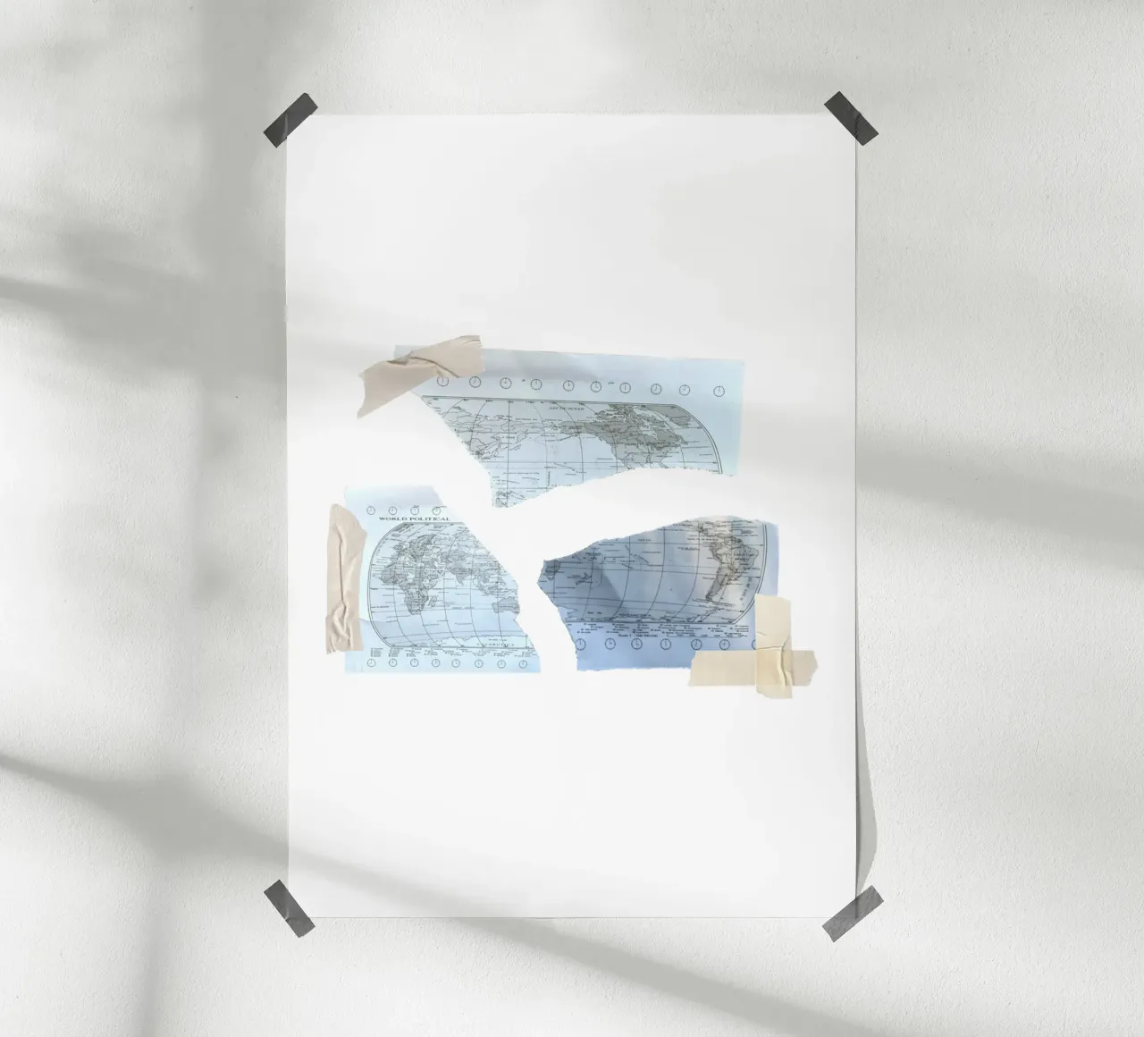 torn world map and scotch tape hahnemühle by morphinaeblue