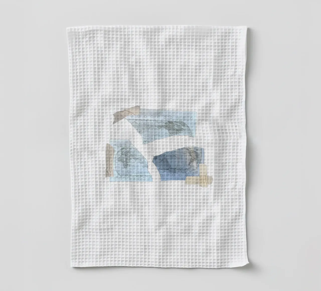 torn world map and scotch tape tea towel by morphinaeblue