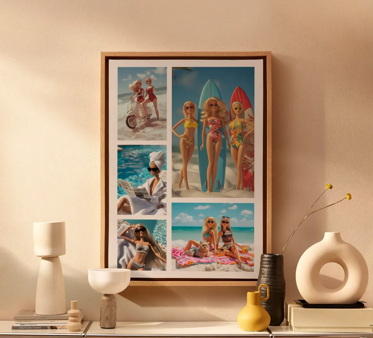 Barbie Sommerspaß: Strandleben & Urlaubsästhetik Leinwand mit Schattenfugenrahmen von dawnthesea