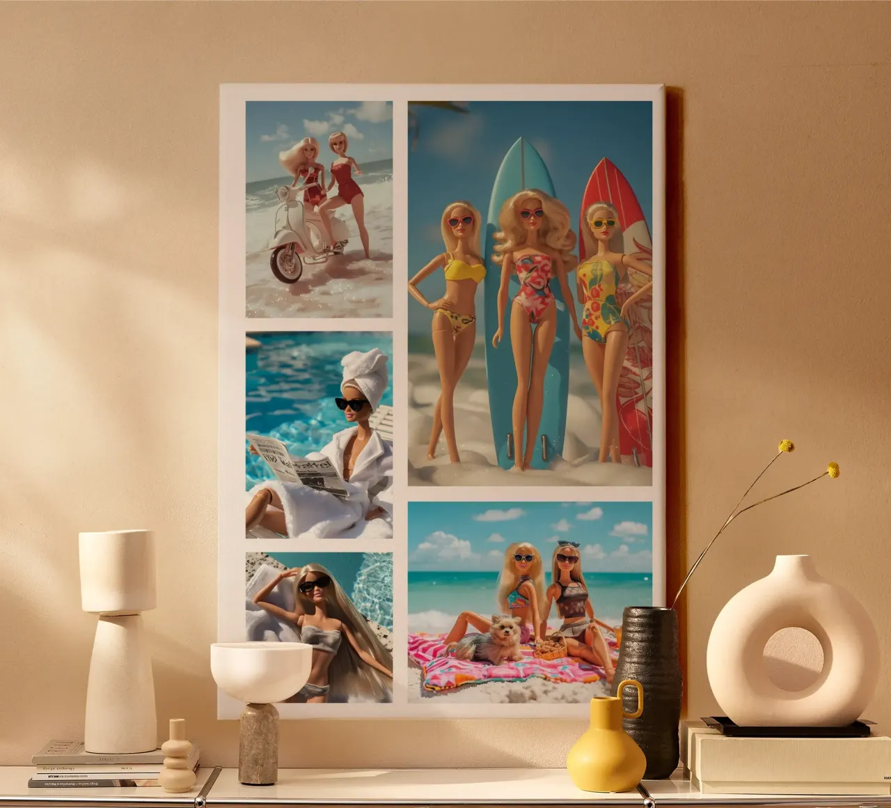 Barbie Sommerspaß: Strandleben & Urlaubsästhetik Leinwand mit Schattenfugenrahmen von dawnthesea