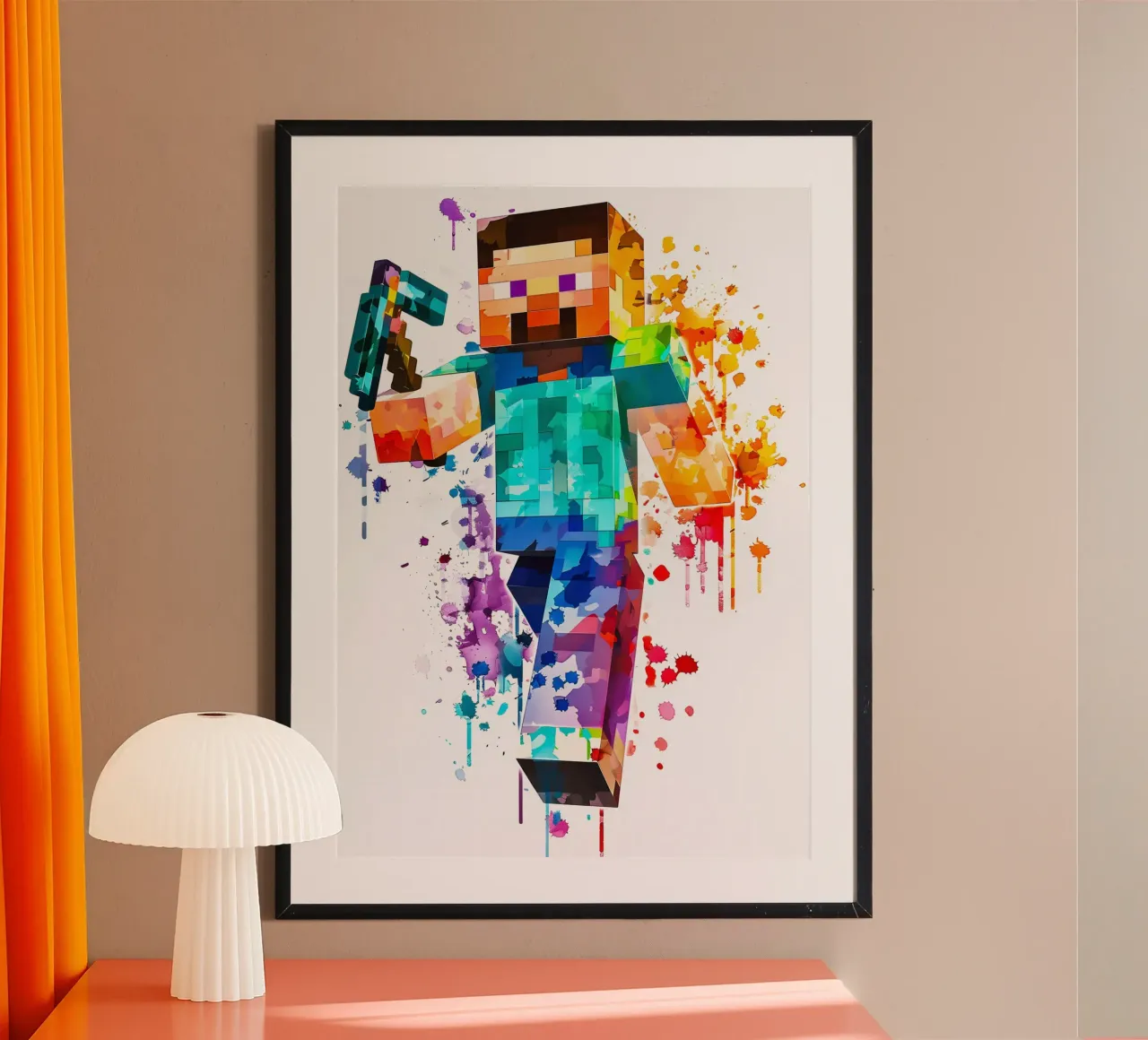 Minecraft Steve Painting poster con telaio in plastica da CreativeStudio