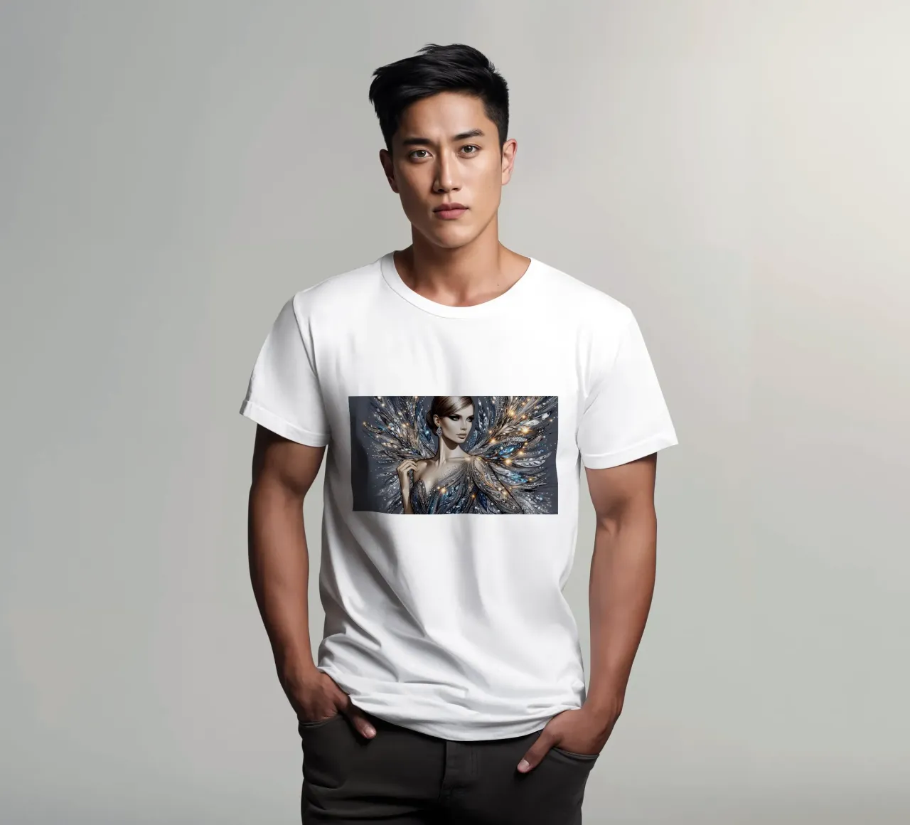Donna in un design glamour t-shirt da BenCoStyle