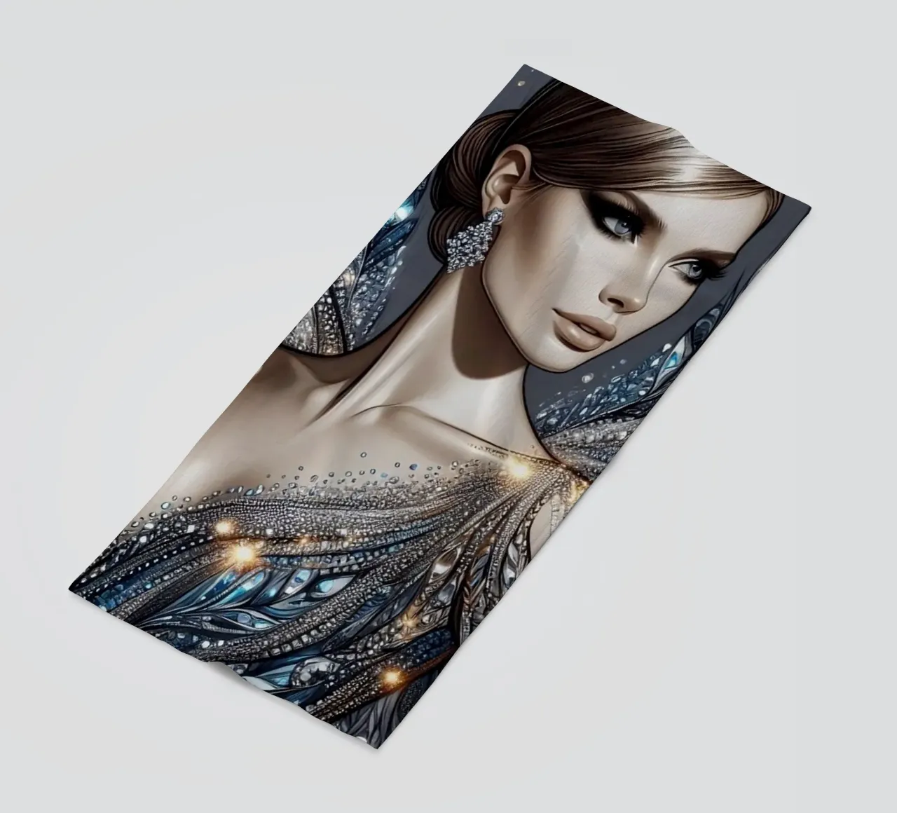 Donna in un design glamour telo mare da BenCoStyle