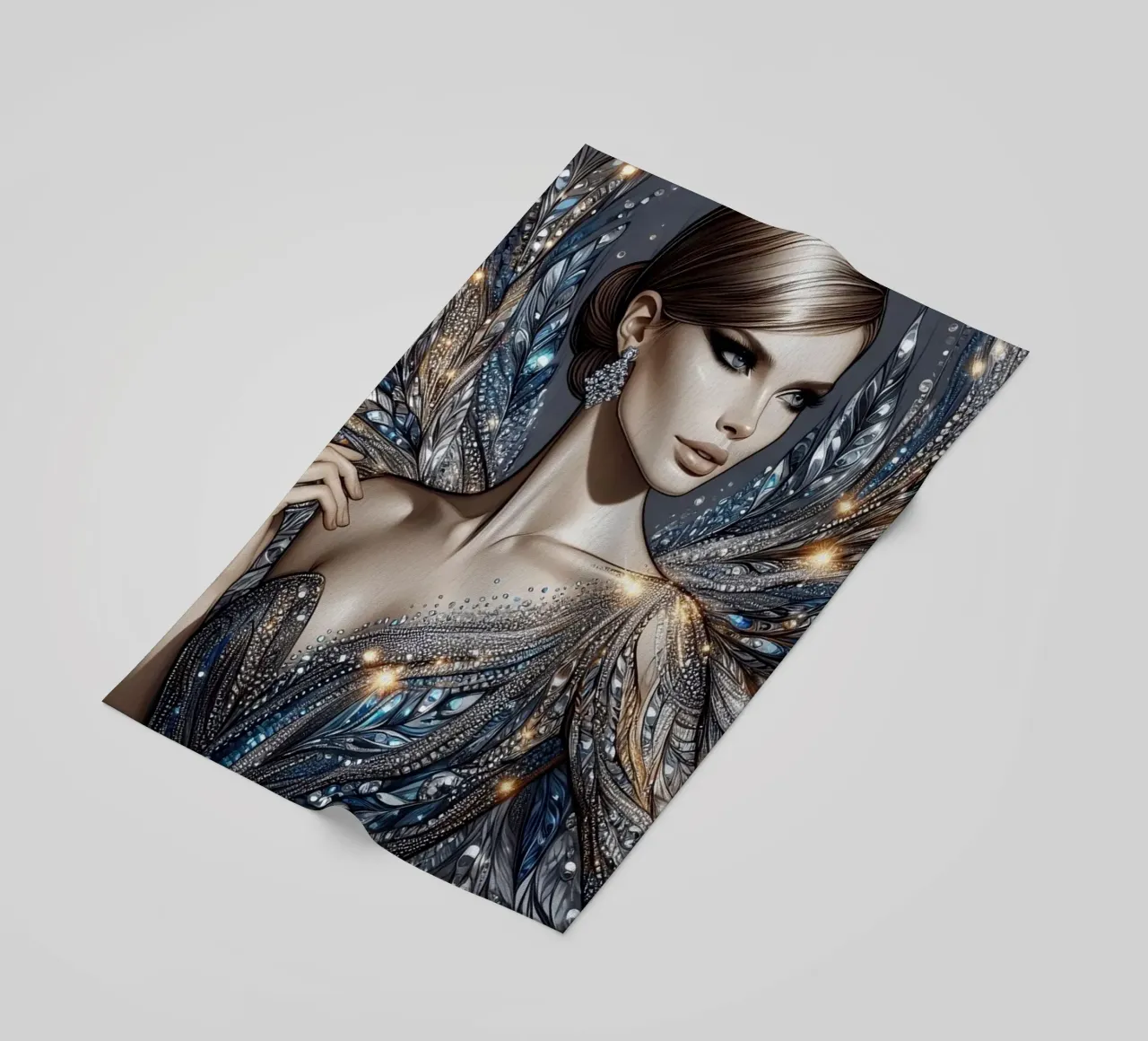 Donna in un design glamour telo mare da BenCoStyle