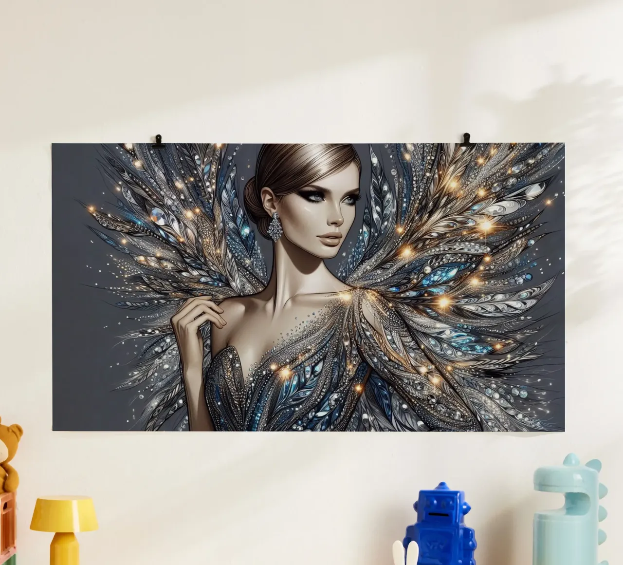 Donna in un design glamour poster con telaio in plastica da BenCoStyle