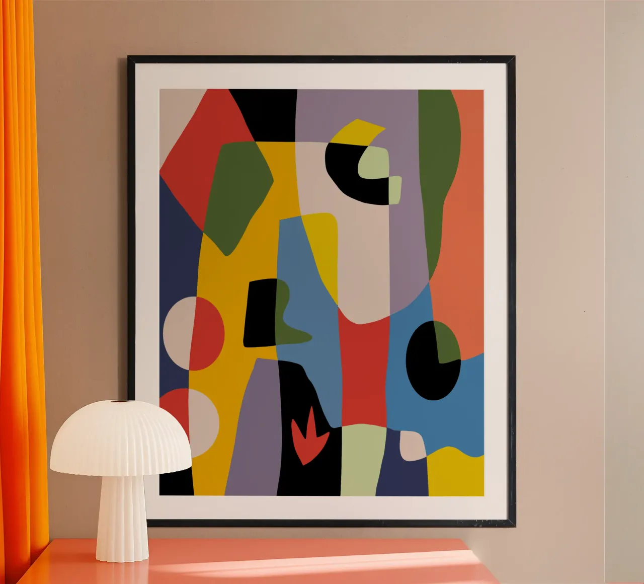 Piastrella di colore organico 02 poster con telaio in legno da Little Dean