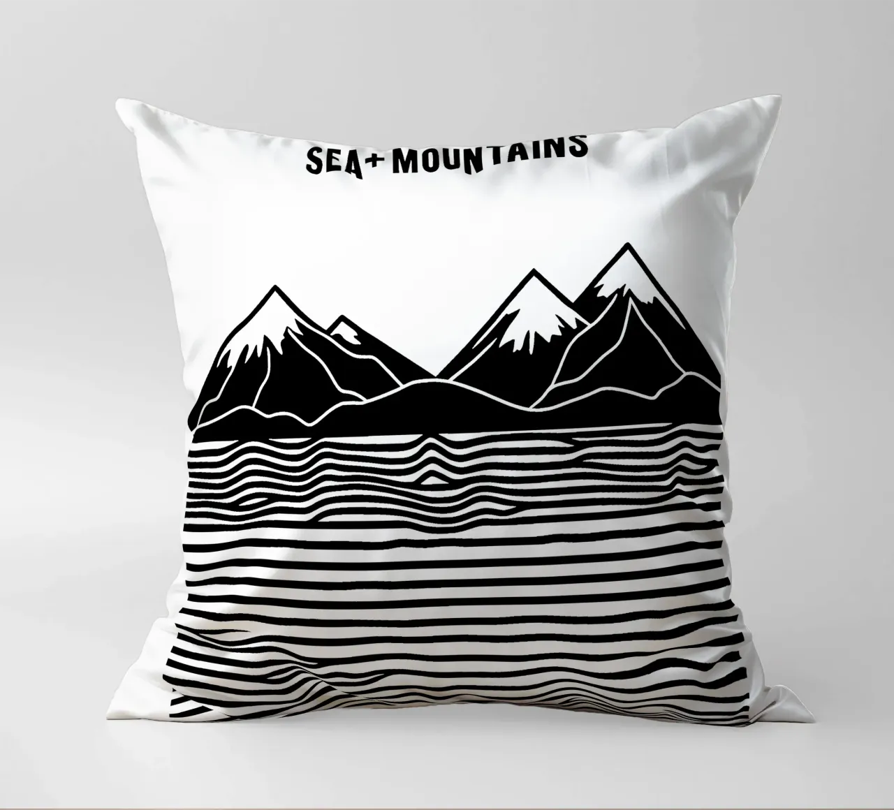 Line art mare + montagne cuscino da Autofocus