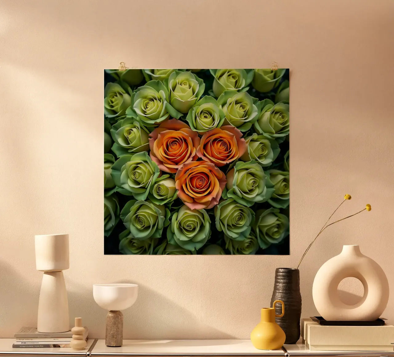 rose_verdi_arancio poster da Farb- und Blütenzauber by LK