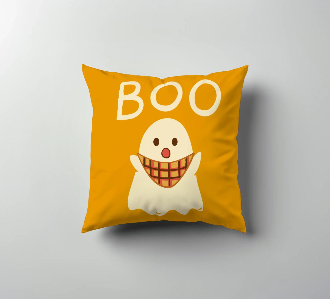 ¡Boo! Lindo fantasma con bufanda triangular cojín de klossisch
