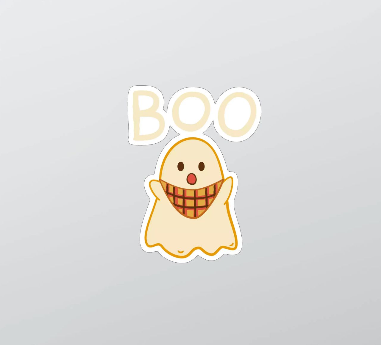 ¡Boo! Lindo fantasma con bufanda triangular pegatina de klossisch