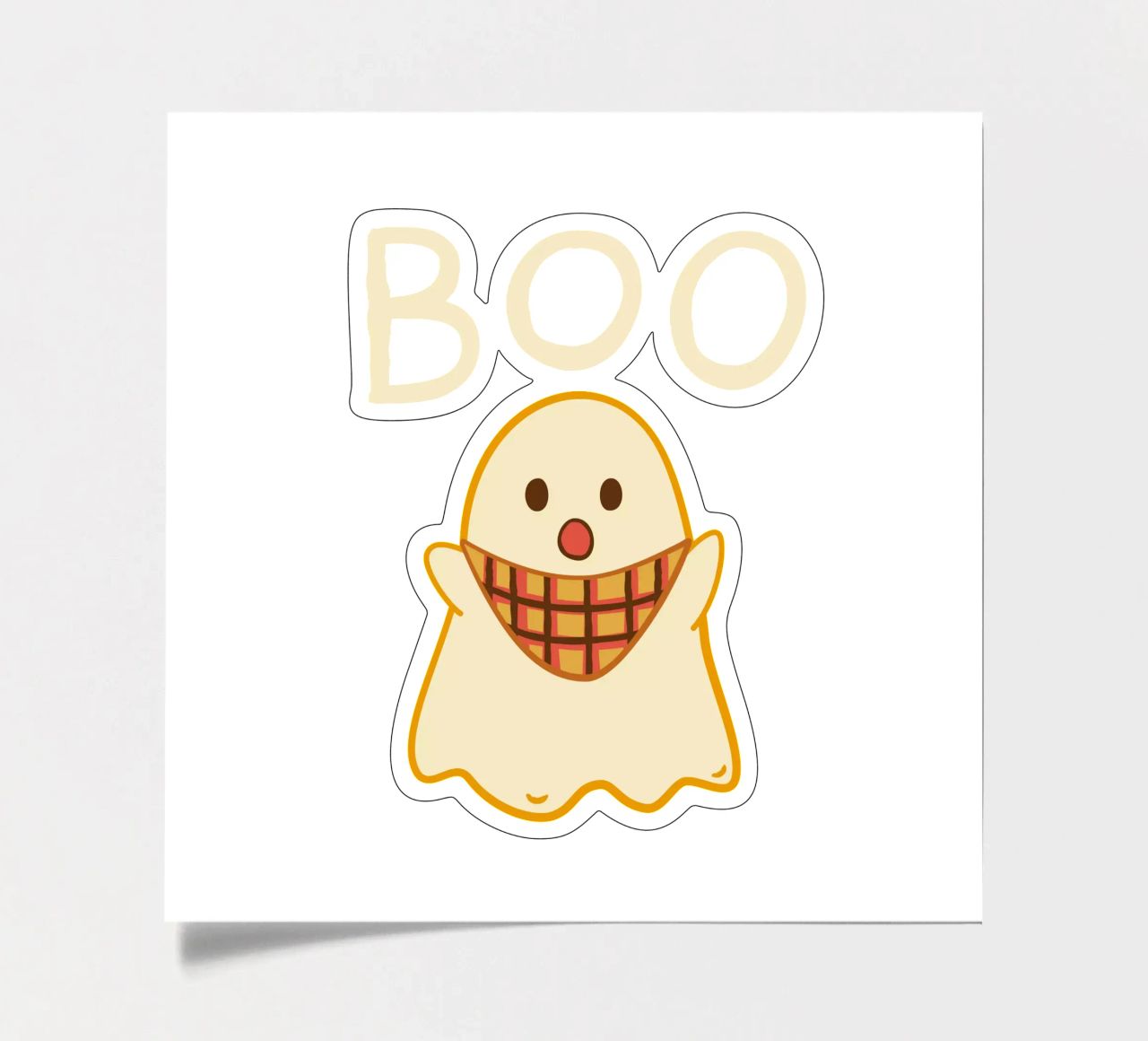 ¡Boo! Lindo fantasma con bufanda triangular pack de pegatina de klossisch
