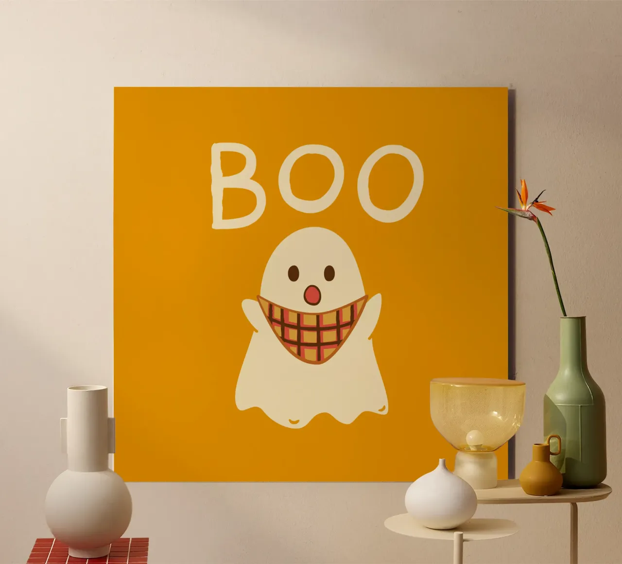 Boo! Simpatico fantasma con sciarpa a triangolo alluminio dibond da klossisch