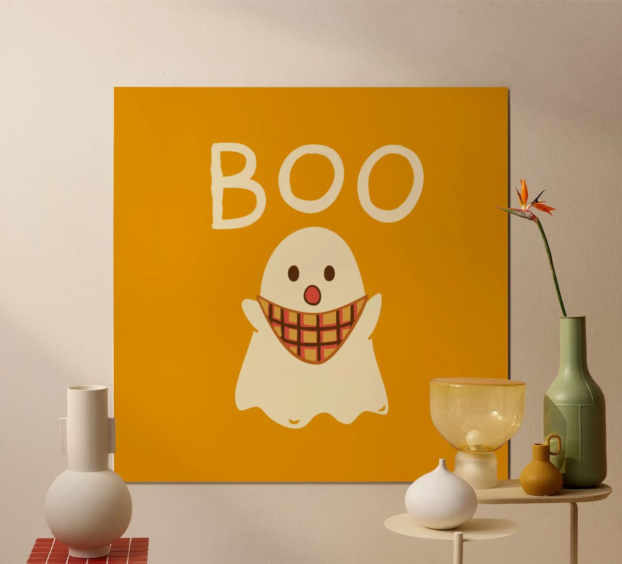 ¡Boo! Lindo fantasma con bufanda triangular hahnemühle de klossisch