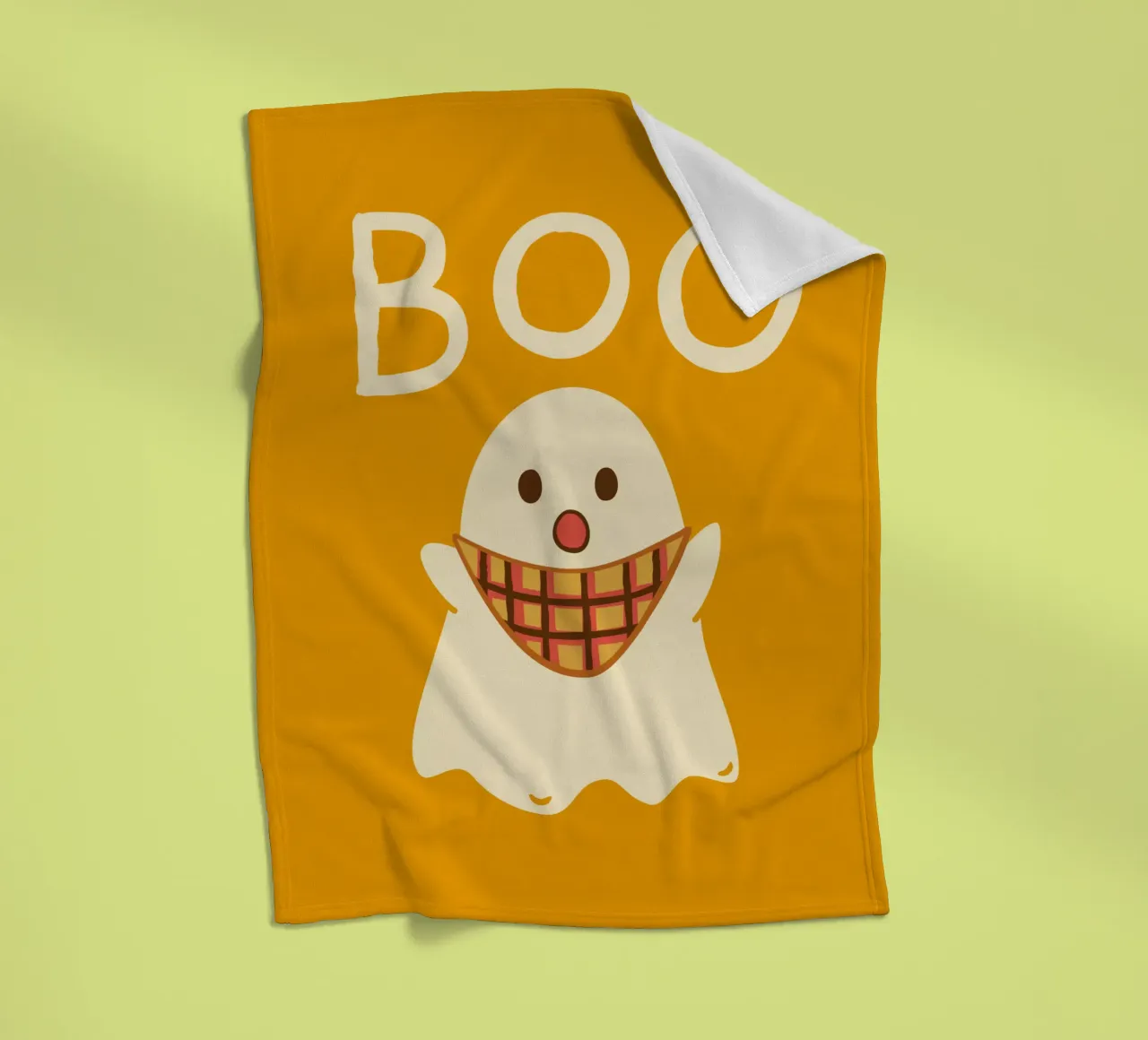 Boo! Simpatico fantasma con sciarpa a triangolo coperta in pile da klossisch