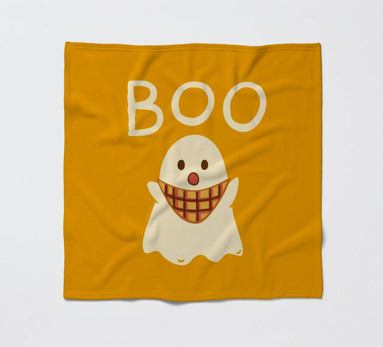 Boo! Simpatico fantasma con sciarpa a triangolo coperta in pile da klossisch