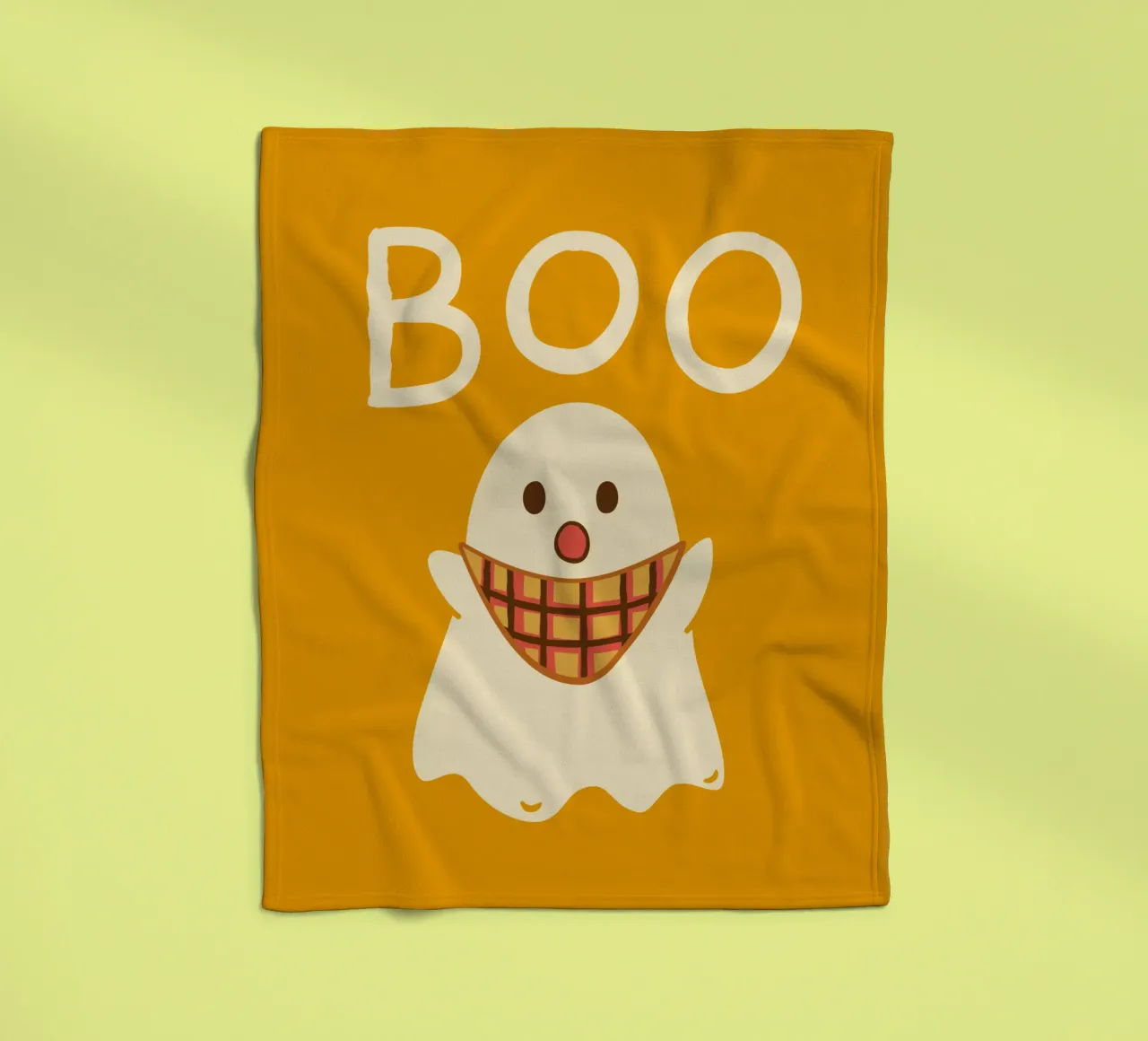Boo! Simpatico fantasma con sciarpa a triangolo coperta in pile da klossisch