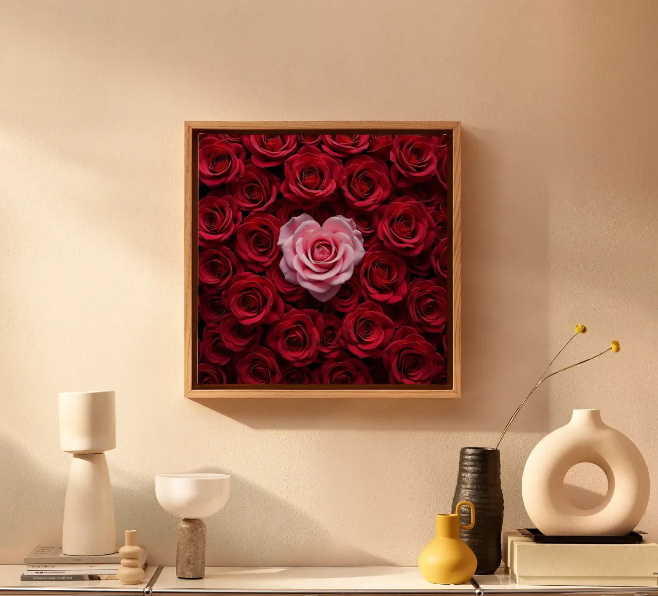 Rosen_rot_pink_1 canvas met Baklijst van Farb- und Blütenzauber by LK