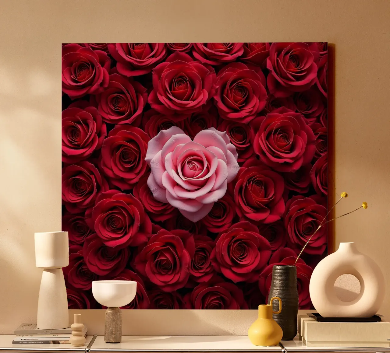 Rosen_rot_pink_1 canvas met Baklijst van Farb- und Blütenzauber by LK