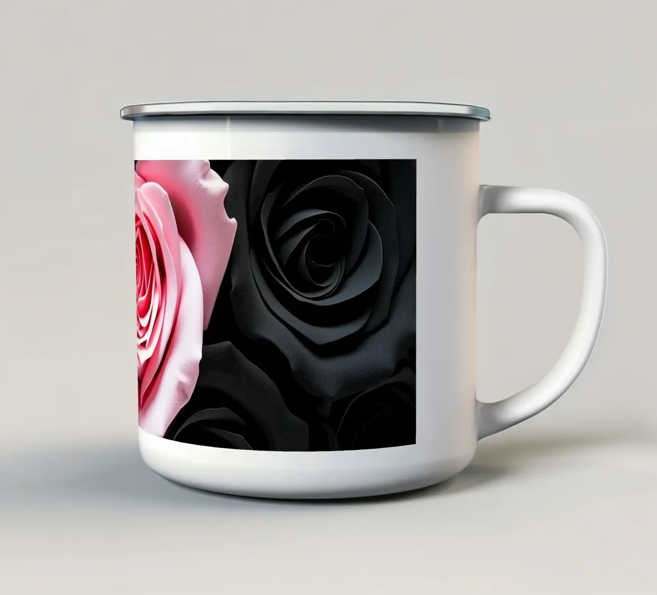 Rose_nere_rosa_1 tazza in smalto da Farb- und Blütenzauber by LK