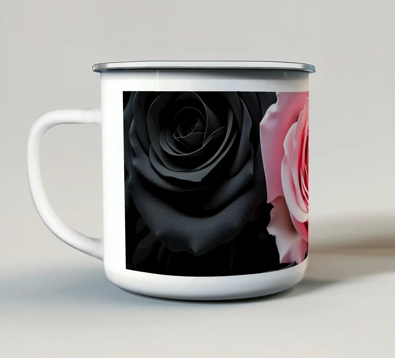 Rose_nere_rosa_1 tazza in smalto da Farb- und Blütenzauber by LK