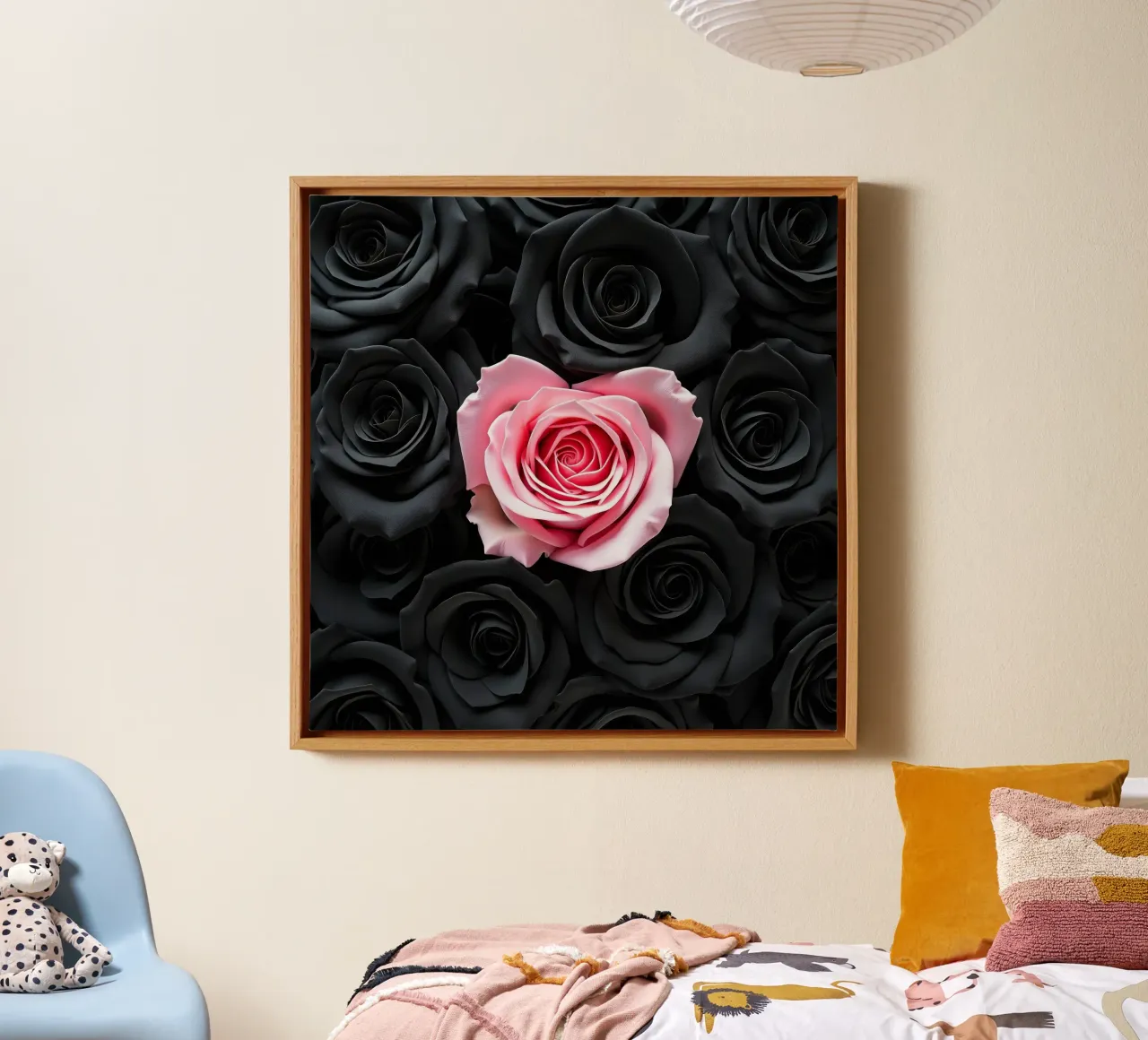 Rose_nere_rosa_1 tela con Cornice a cassetta da Farb- und Blütenzauber by LK