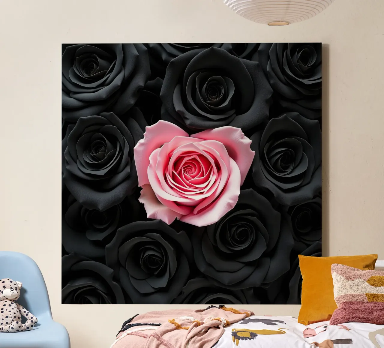 Rose_nere_rosa_1 tela con Cornice a cassetta da Farb- und Blütenzauber by LK