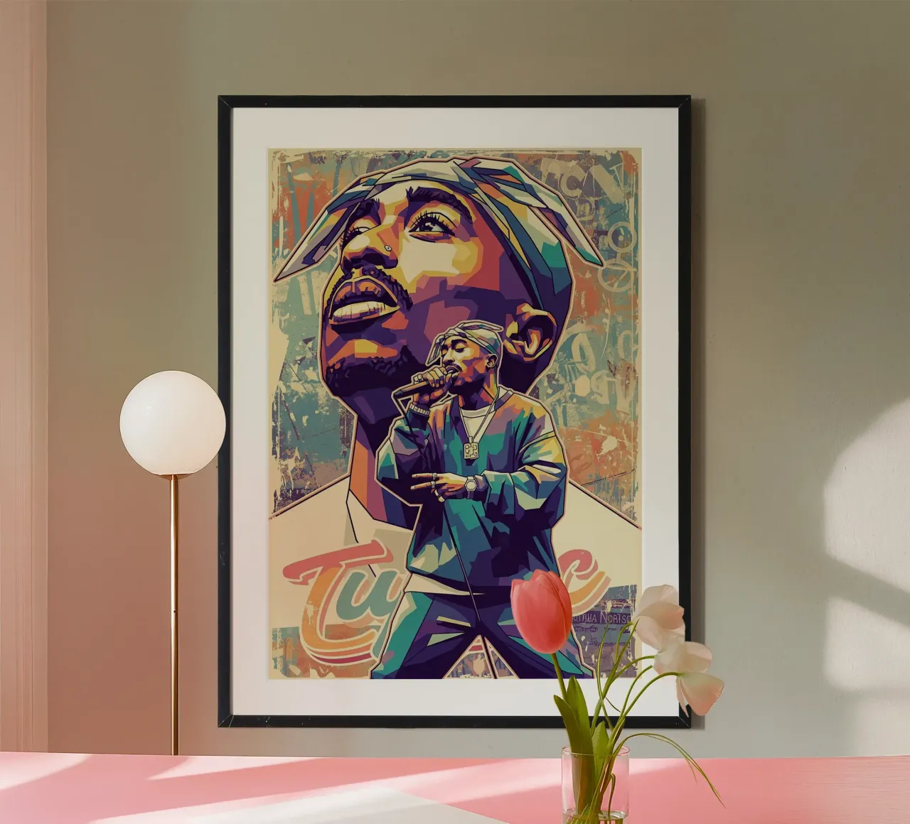 Tupac Shakur la leggenda poster con telaio in legno da Hantamrata