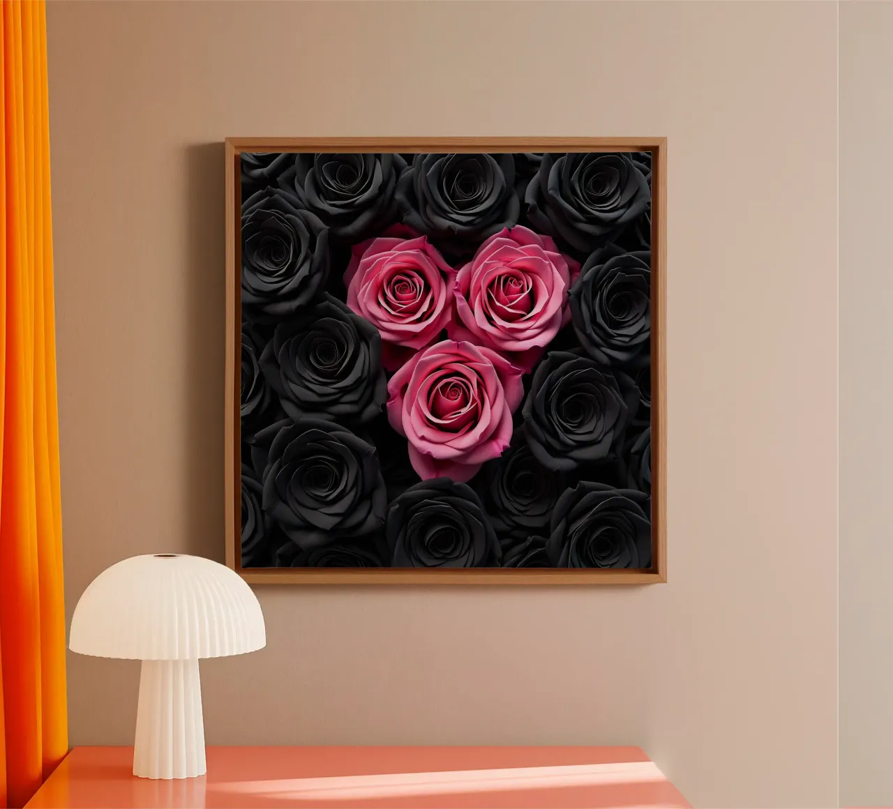 Rose_nere_rosa_2 tela con Cornice a cassetta da Farb- und Blütenzauber by LK