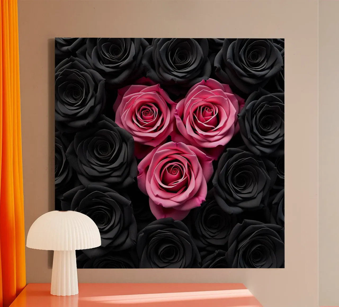 Rose_nere_rosa_2 tela con Cornice a cassetta da Farb- und Blütenzauber by LK