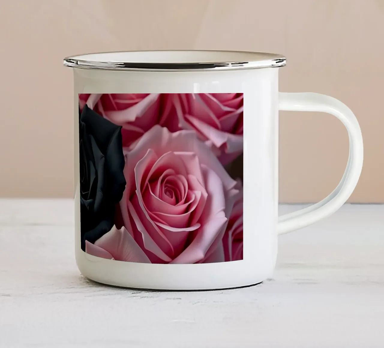 Rose_rosa_nero_1 tazza in smalto da Farb- und Blütenzauber by LK