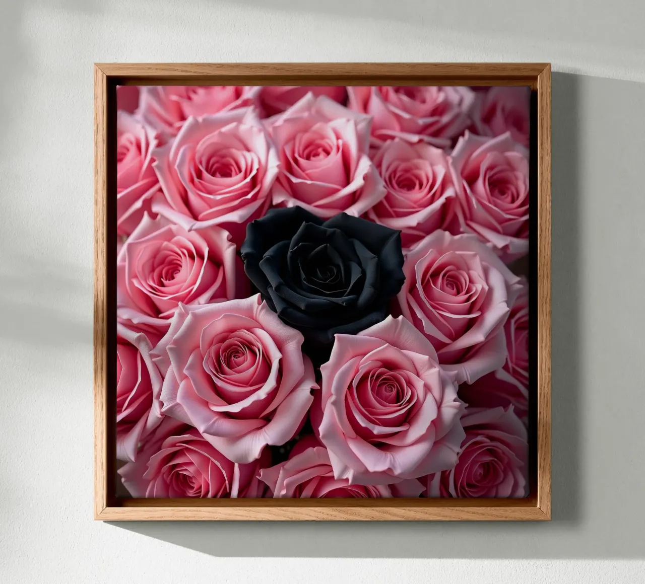 Rozen_roze_zwart_1 canvas met Baklijst van Farb- und Blütenzauber by LK