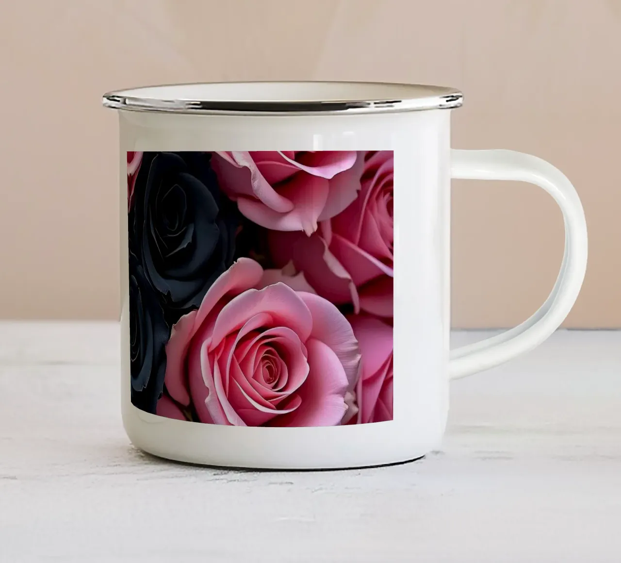 Rose_rosa_nero_2 tazza in smalto da Farb- und Blütenzauber by LK