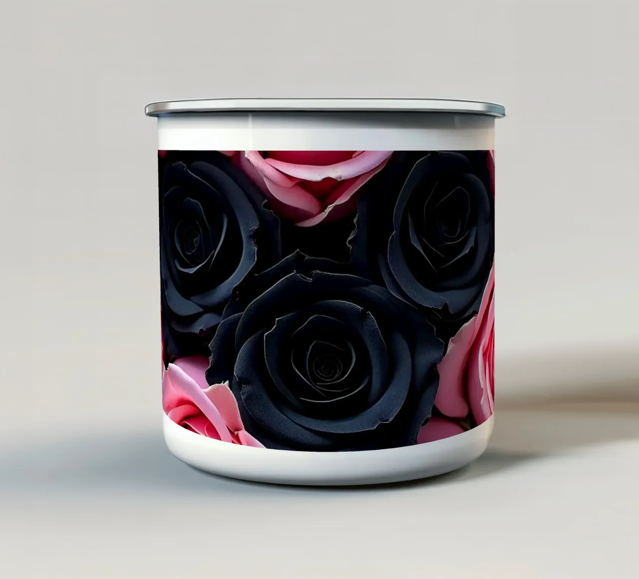 Rose_rosa_nero_2 tazza in smalto da Farb- und Blütenzauber by LK